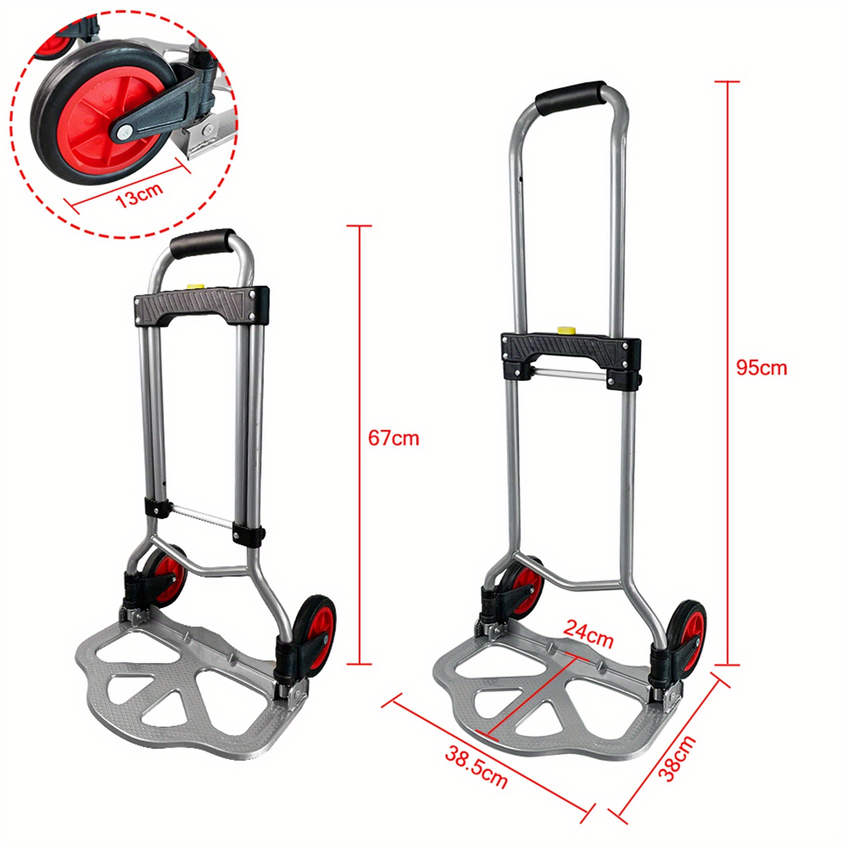 Folding Trolley Transport Cart Adjustable Height With Handle And Wheels And Wheels Max. Load 60kg For Picnics And