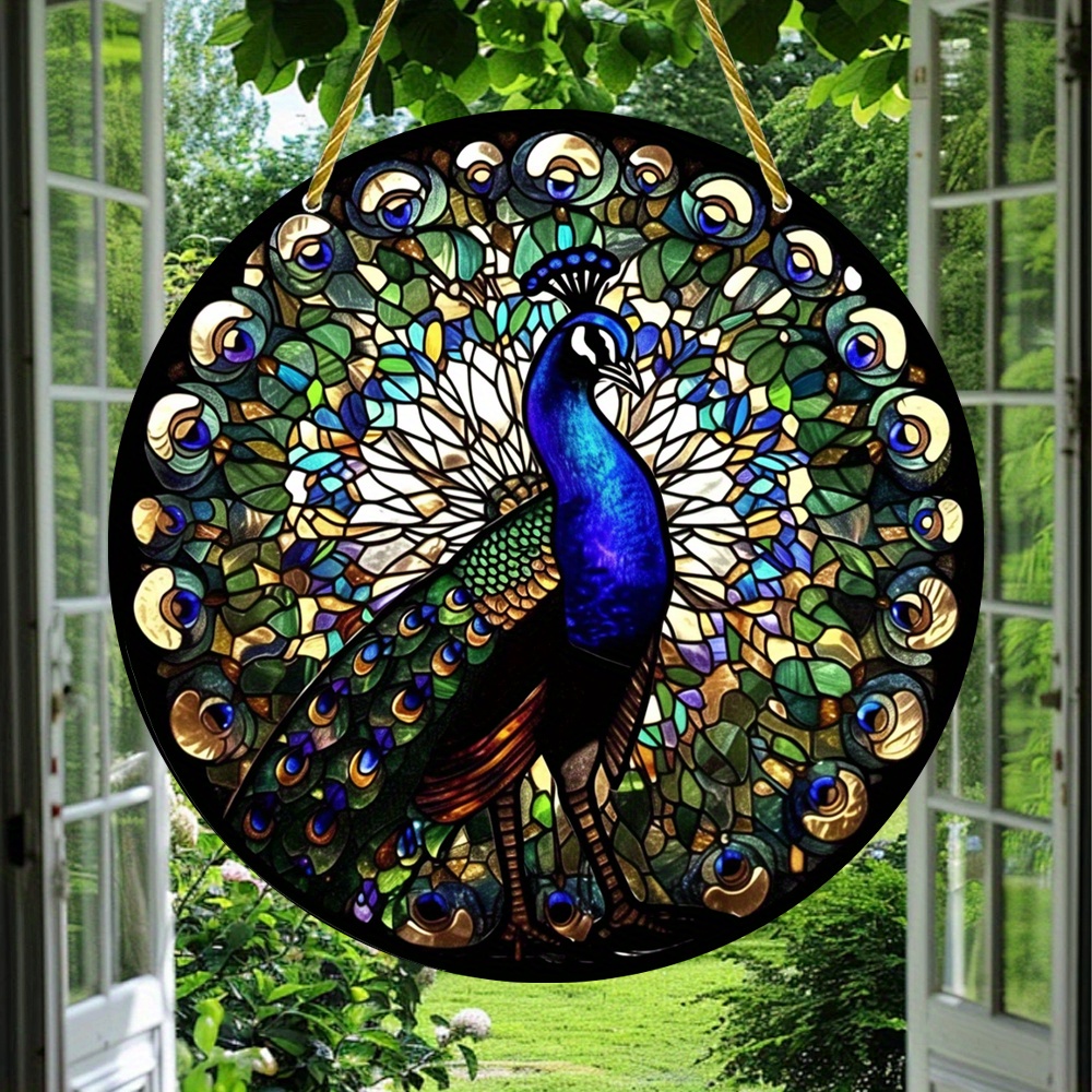 

1pc Vibrant Suncatcher - Decorative Sign & Plaque With Stained Glass Effect, Round Acrylic Sign, Wreath Centerpiece, Birthday And Housewarming Gift For Women - Window, Porch, Wall, Home, Room Decor