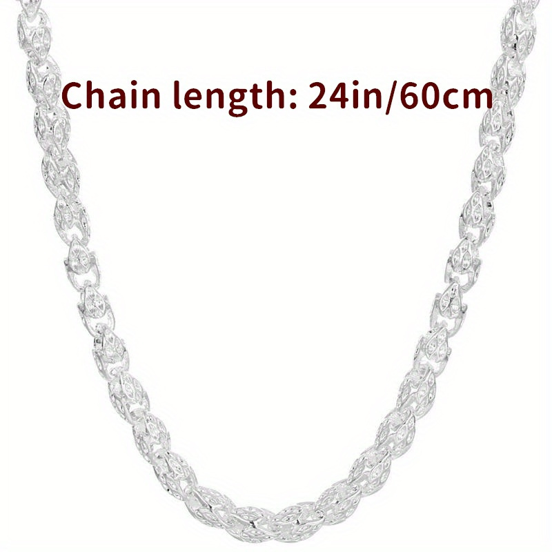TEMU 925 Sterling Silvery Bamboo Link Necklace - Allergy-friendly, Nickel-free Fashion Accessory For Men And Women - Ideal Present For Any Event