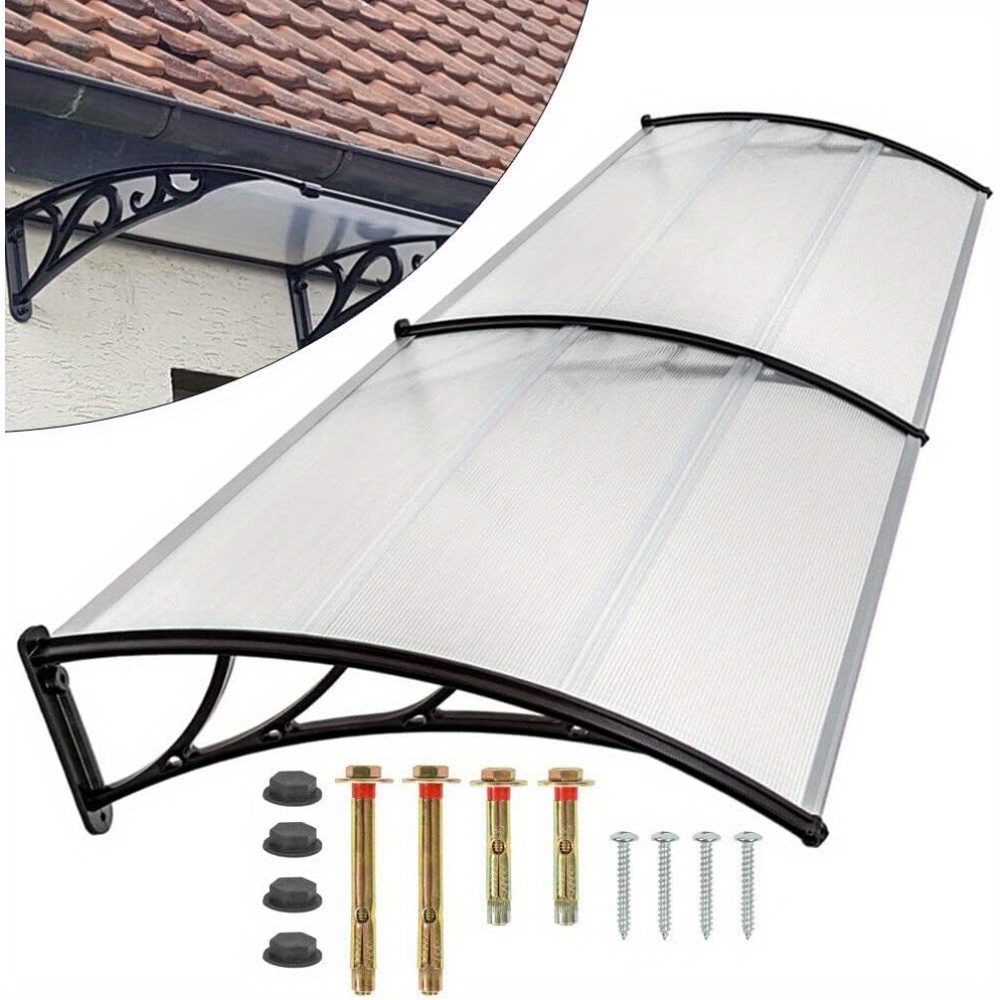 

200 Cm Weather Protection For Front Door, 200 X 93 Cm Polycarbonate , Transparent Arched , Window Awning, Sun Protection, Rain Protection