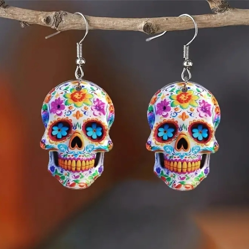 

Fright Night, Spooky Skull Punk Rock Halloween Earrings - Acrylic, Parties & Celebrations, Ideal Accessory For Music Lovers