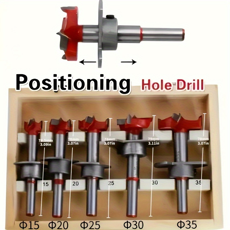 

5pcs Aluminum Alloy Hole-drill Set - Adjustable Carbide Drill Bits For Woodworking, Hole Opening & Boring