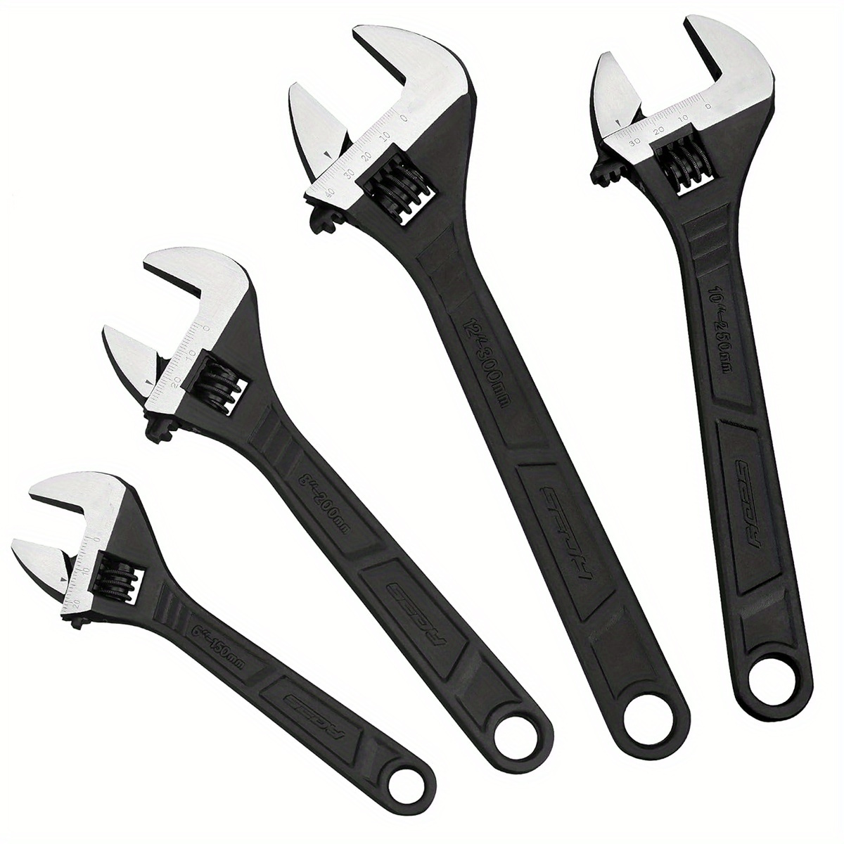 

Adjustable Wrench Set Wrenches Sets: 4-piece 6, 8, 10, 12 Inch Steel -resistant Black Oxide For Automotive Plumbing And Household Repairs