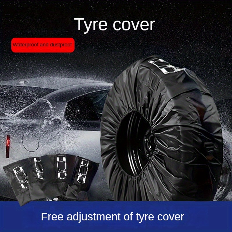 

4pcs Car Tire Cover Set - Polyester, Fits Most Models - Spare & Snow Tires Storage