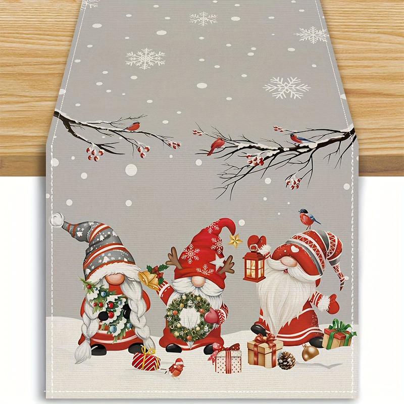 

Christmas Runner - Rectangular Polyester Table Decoration With , Branch, Bird & Design | Woven Tablecloth For Seasonal Dining Decor