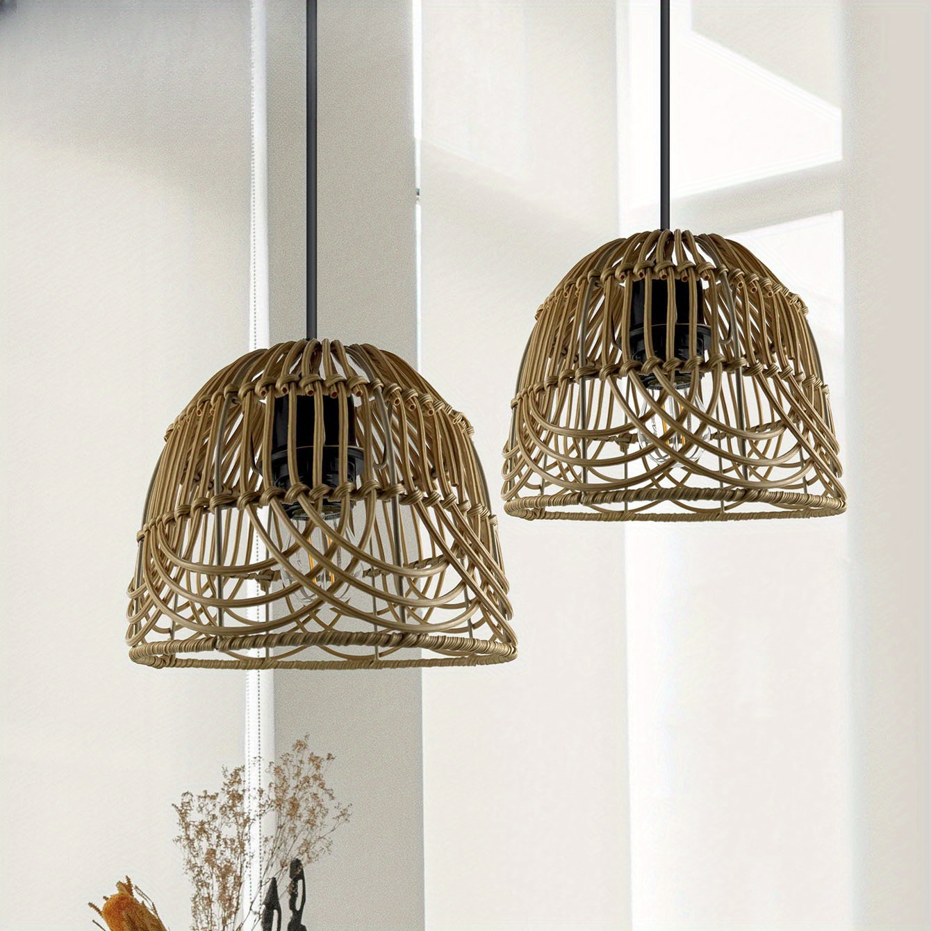 

Handcrafted European Imitation Rattan Chandelier Lampshade - High-end Home Decor Lighting Accessory