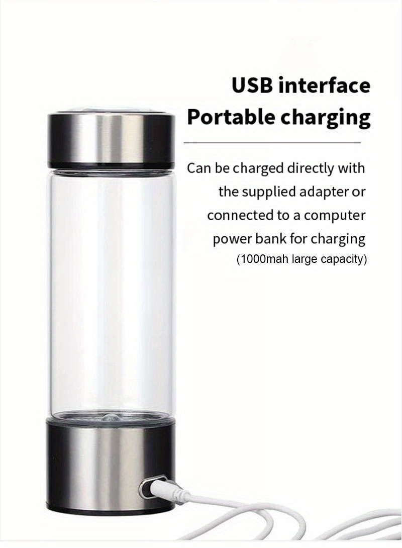   portable hydrogen water bottle 420ml usb rechargeable hydrogen generator ionizer water cup with 1000mah lithium battery rapid electricity universal hot   touch   contact safe for office camping outdoor use details 2