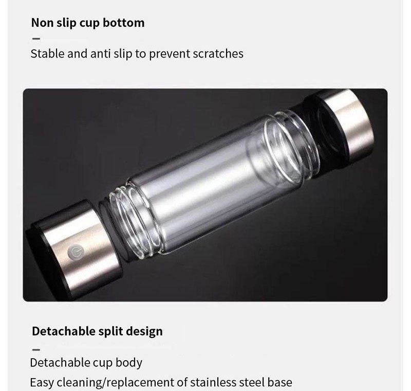   portable hydrogen water bottle 420ml usb rechargeable hydrogen generator ionizer water cup with 1000mah lithium battery rapid electricity universal hot   touch   contact safe for office camping outdoor use details 5