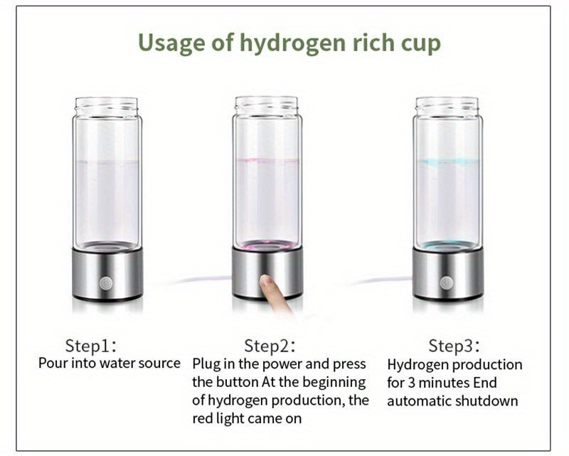   portable hydrogen water bottle 420ml usb rechargeable hydrogen generator ionizer water cup with 1000mah lithium battery rapid electricity universal hot   touch   contact safe for office camping outdoor use details 7