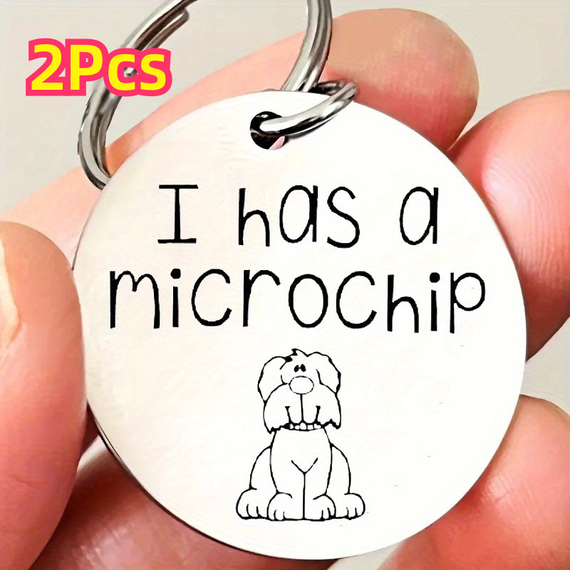 

2pcs Pet Keychain, "i Has A " Engraved Stainless Tag, Keyring Pendant, Animal Identification Accessory, Bright ,