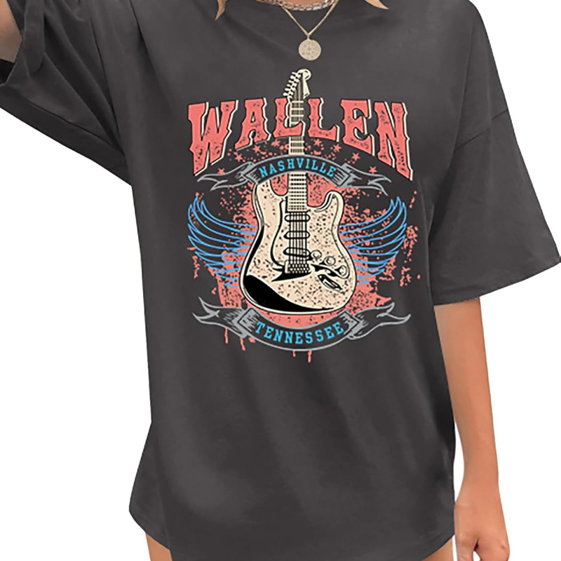 

Women's Oversized T- T- Tees Guitar Top Tees