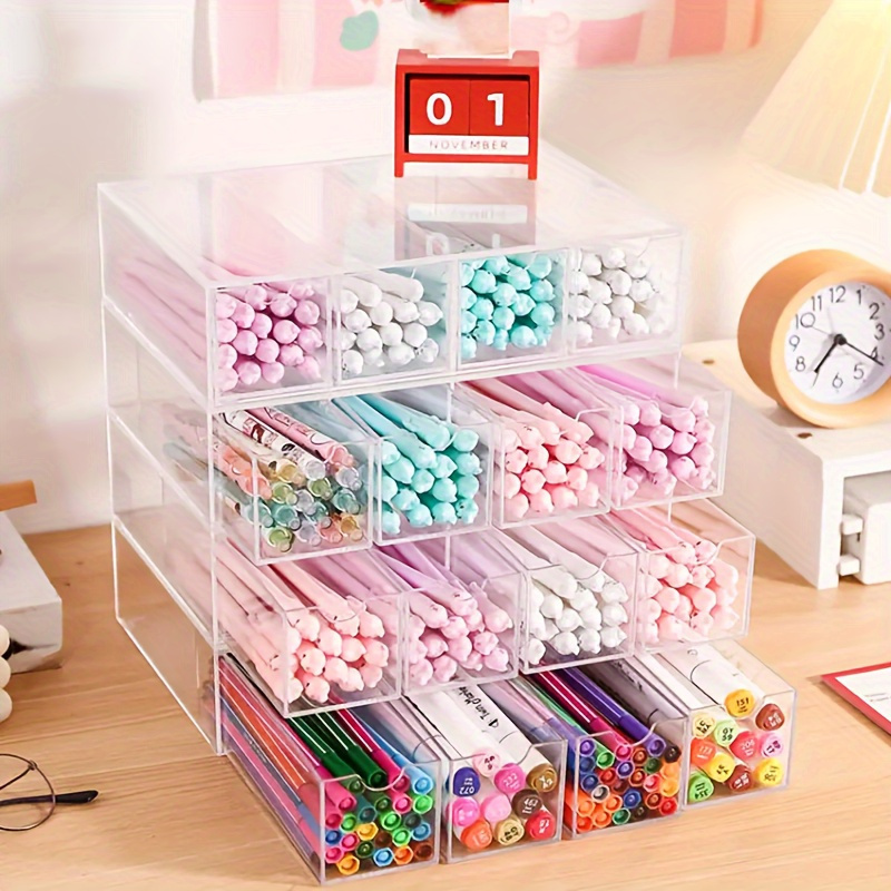 

Contemporary 4-tier Acrylic Organizer, Tabletop Storage, Stackable, Smooth- Drawers, Dustproof, With Makeup, Jewelry, Office Supplies For No Electricity Needed, Jewelry Boxes