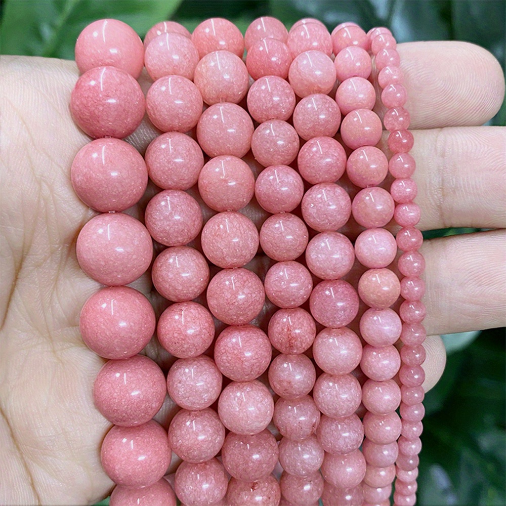 

4/6/8/10/12mm Pink Rose Chalcedony Round Beads Diy Bracelet Necklace Accessories For Jewelry Making 15" Strand