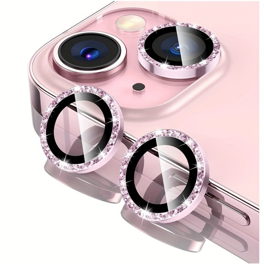 

Sparkling Camera Lens Protectors For Iphone - Tempered Glass And 3d Glitter Bling - 3pcs