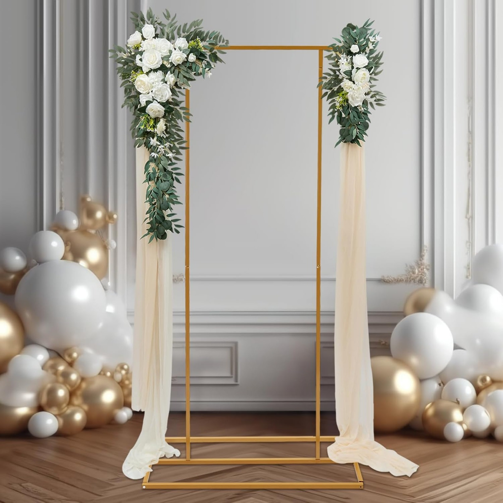 

Metal Rectangular Arch Backdrop Stand, 6.56ft X 3.38ft Golden Metal Stand With , Garden Frame For Weddings, Birthday Parties, Outdoor Indoor Decorations Schnelle Lieferung Hohe Qualität