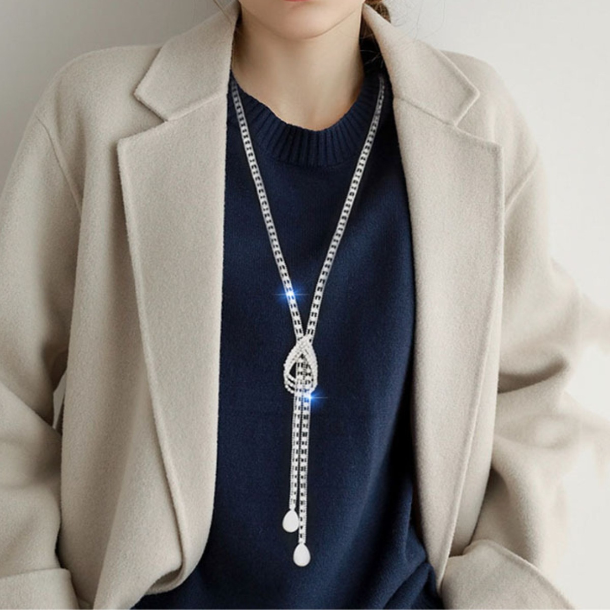 

1pc Long Necklace Simple Autumn And Winter Everything New Personality Light Luxury Necklace Women