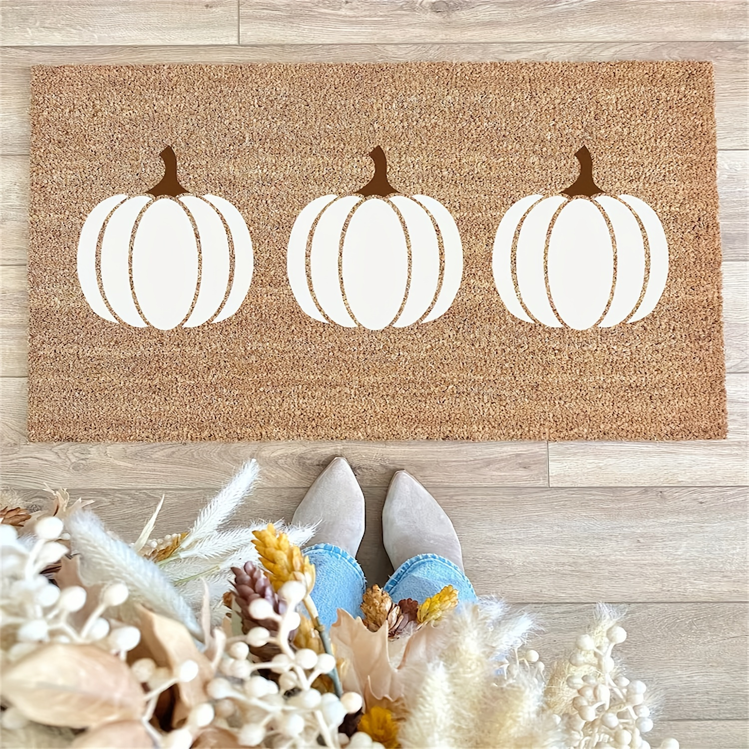 

Pumpkins Decorative Doormat Non Slip Rubber Backing Washable Door Mat, Seasonal Fall Entrance Floor Mat Home Kitchen Carpet Decor Front Porch Rug