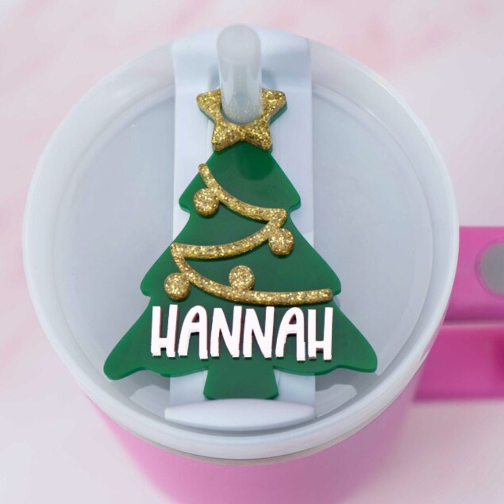 

Custom Acrylic Christmas Tree Name Tag For Tumblers - Personalized Glass Label, Perfect Gift For & Her, Ideal For & Christmas Decor