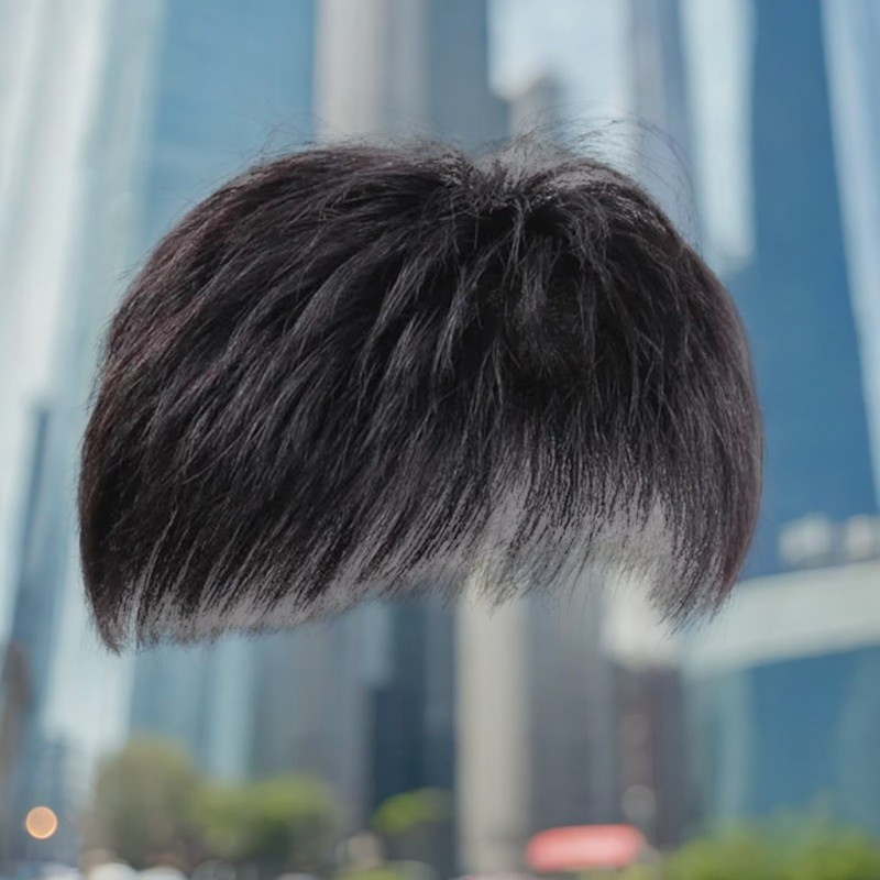 TEMU 1pc Of Men's Baldness Wig, Black Hair Toupee, Soft And Breathable, Hair, .