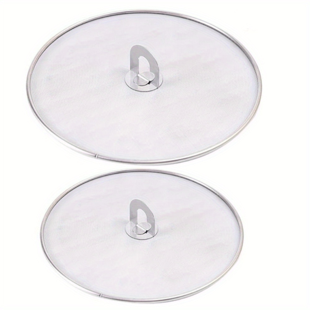 

2pcs Stainless Steel Covers, Multifunctional Food Storage For Frying Pans, Uncharged Kitchen Accessories, Oil | Sleek Kitchen Tool | Kitchen Item