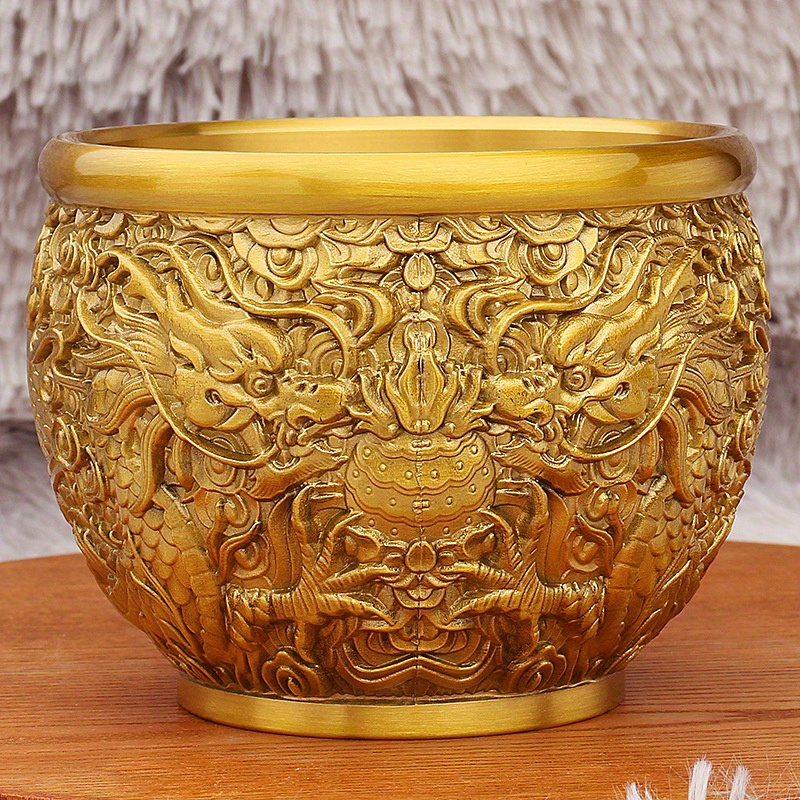 1pc brass dragon pattern money jar   shui wealth attracting bowl creative   ideal gift for fathers day oktoberfest   de mayo ramadan metal table centerpiece 0