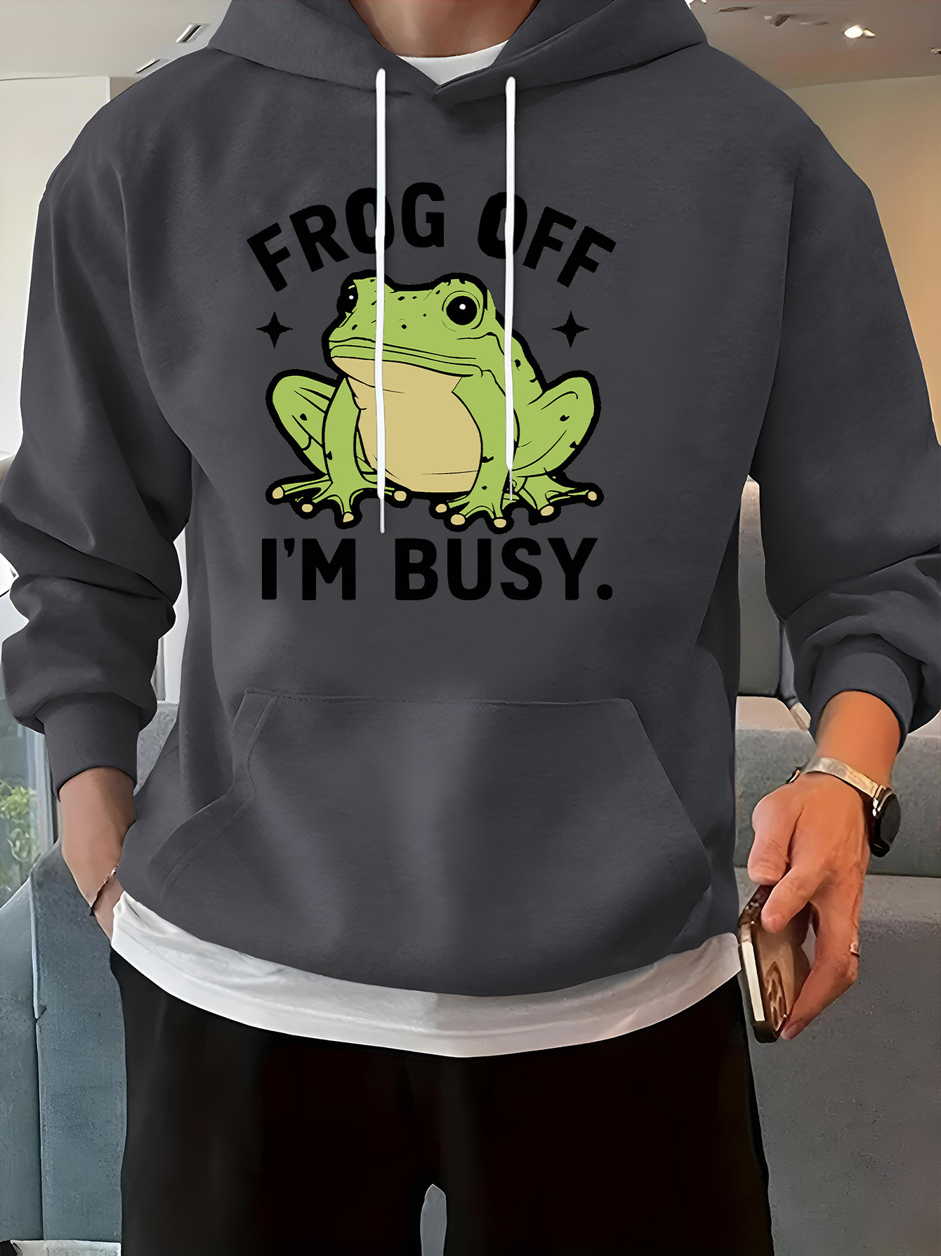 Casual Hoodies Mens Frog Hoodie *'s Frog Graphic Print Hoodie With