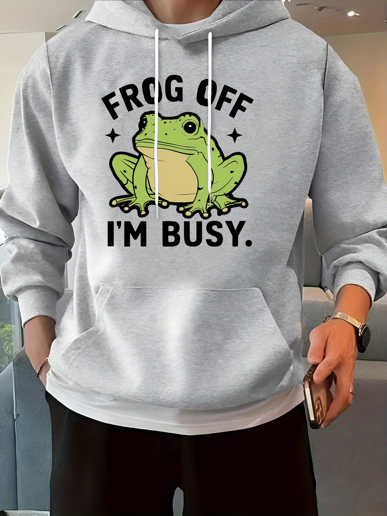 *'s Frog Graphic Print Hoodie With Kangaroo Pocket, Casual Long Sleeve  Hooded Sweatshirt For Outdoor