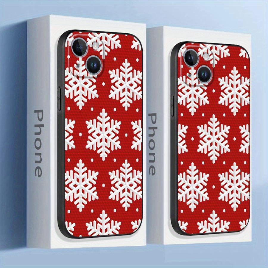 

Christmas Snowflakes Phone Case For 15 Pro Max 14 Plus 11 11pro 12pro 13pro 14pro 15pro 16pro Protective Silicone High-quality Soft Shockproof Cover