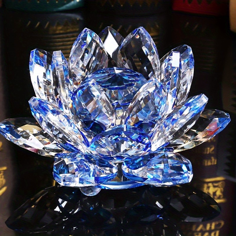 TEMU Crystal Lotus Flower Figurines Glass Car Figurines For Tabletop Centerpiece Home Office