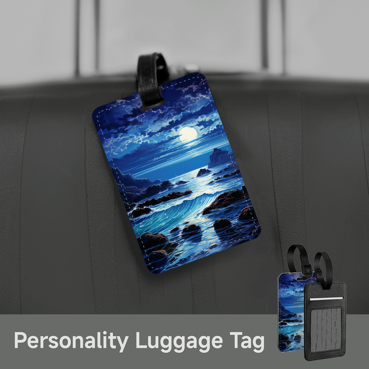 

Luggage Tag, Travel Id, Casual Vacation Personalized Faux Leather, Lightweight, For Suitcases, Backpacks, Handbags, School Bags, Novelty Travel Accessory Gift