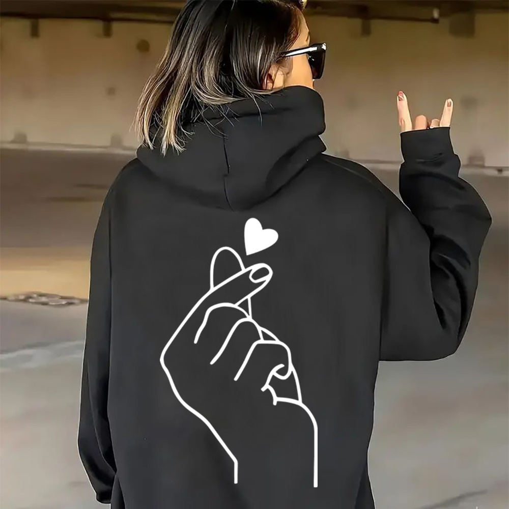 

Ladies' Fashion Solid Color Printed Hooded Zipper Sweatshirt - Casual , Women's Clothing