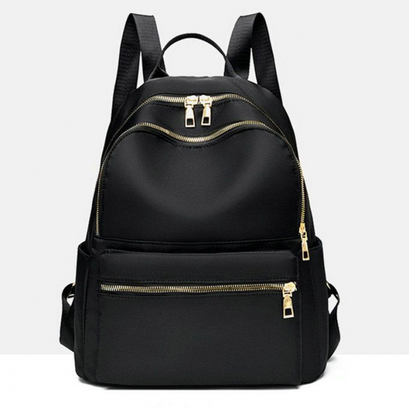 

Chic Black Leather Backpack For Women - Waterproof, Large Capacity With Adjustable Straps & Zip Closure