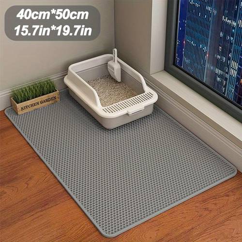 extra large honeycomb cat litter catching mat double layer design controls litter scattering easy to clean and machine washable soft and safe for non slip and easy to clean suitable as a large splash proof mat for multi ca