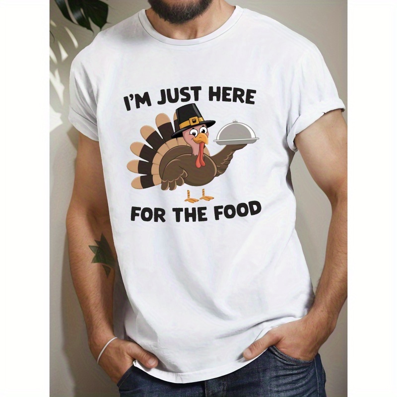 

Men's Casual Short Sleeve T-shirt With Unique Thanksgiving - Breathable Polyester, Crew Neck,