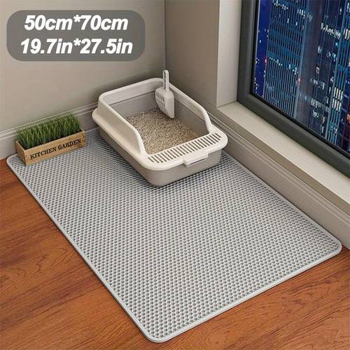 extra large honeycomb cat litter trapper mat waterproof double layer design controls litter tracking easy to washable for kitty paws non slip easy to clean
