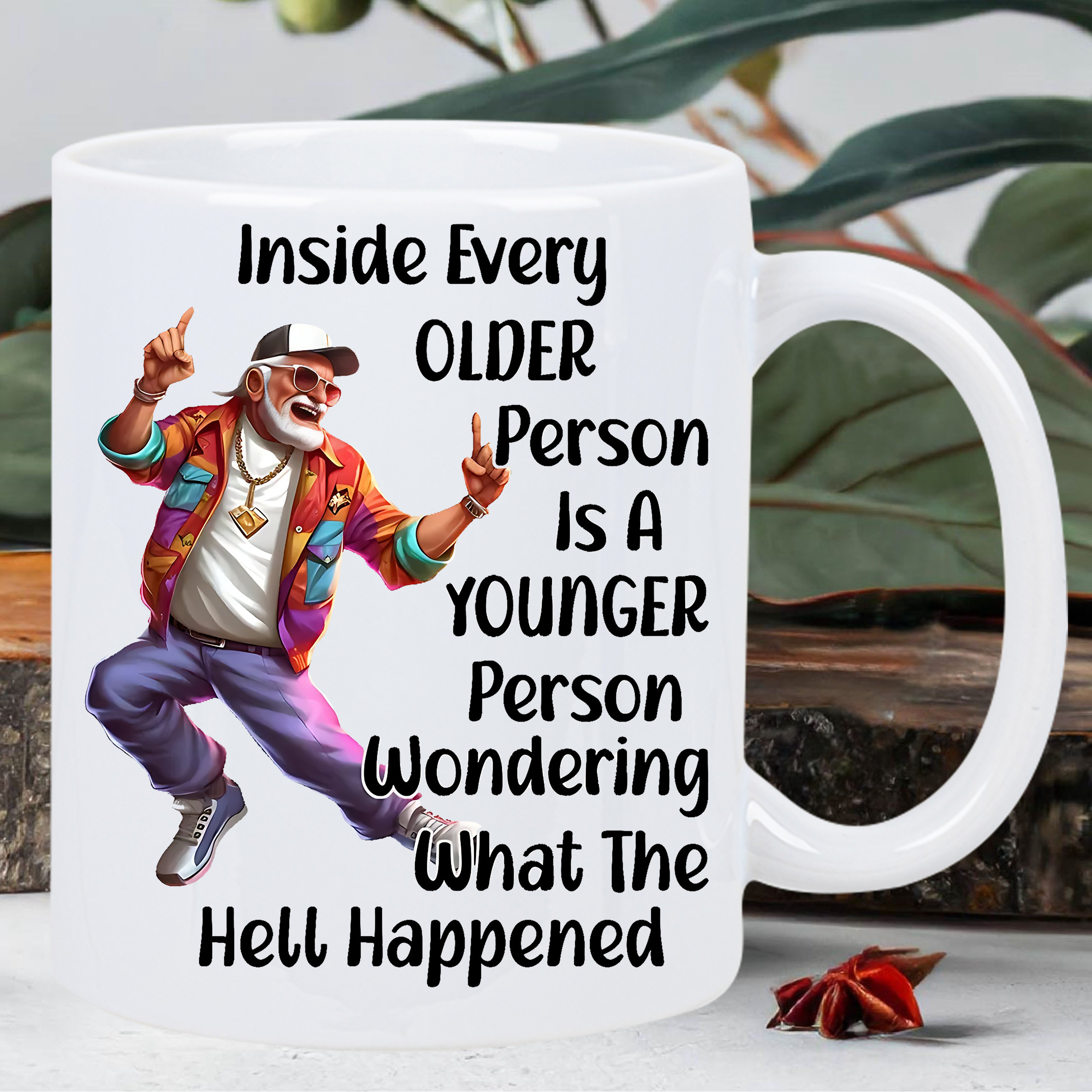 

1pc, 11oz Humorous Ceramic Coffee Mug - "inside Older Person Is A Person What The Happened" - Insulated, Reusable, Hand-wash Only - Ideal Gift For All