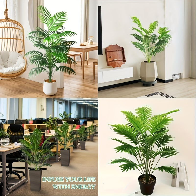 TEMU 2pcs Lifelike Artificial Plants With Long Stems - Large Leaves For Elegant Indoor/outdoor Decor, Ideal For Weddings, Gardens, And Plant Decor