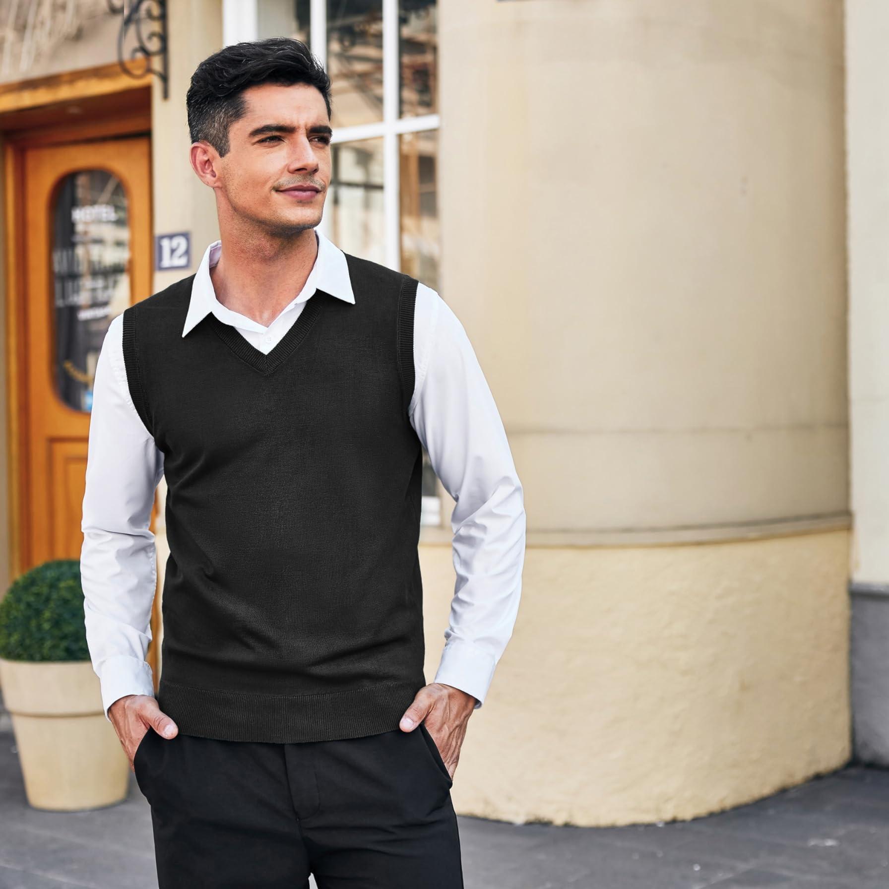 

Men's Lightweight V-neck Vest Pullover Sleeveless Sweater Vest