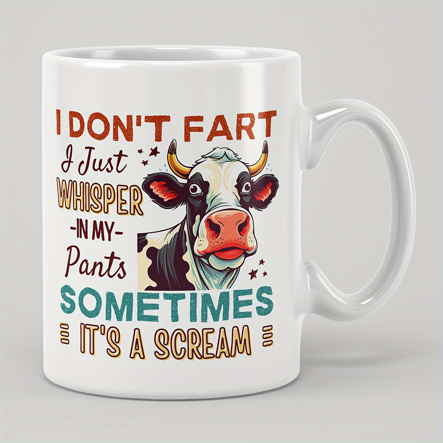 

1pc, Cow Design Ceramic Coffee Mug - 11oz Capacity, Two-color, Heat Transfer Craft, High-end Gift Box, Summer, Winter, Christmas, And Holiday - , Non-toxic, And Easy To Clean