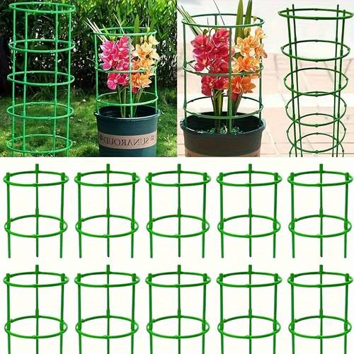 60er-pack stapelbare pflanzenstützringe aus kunststoff - gartenstecker für blumen, 10-lagiger kletterpflanzenhalter