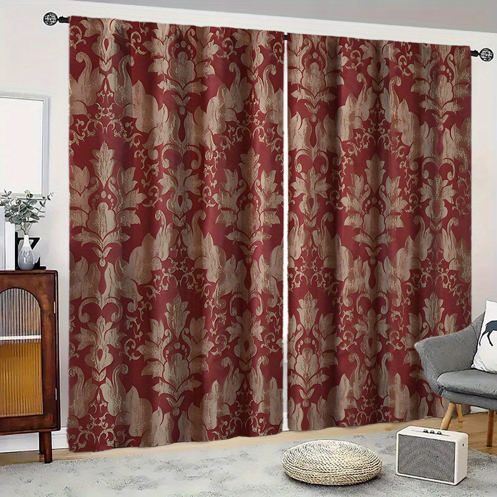 

2pcs, European Jacquard Luxury Curtains, Home Decor Set For Living Room, Bedroom, Dining Room, And Sliding Door Curtains