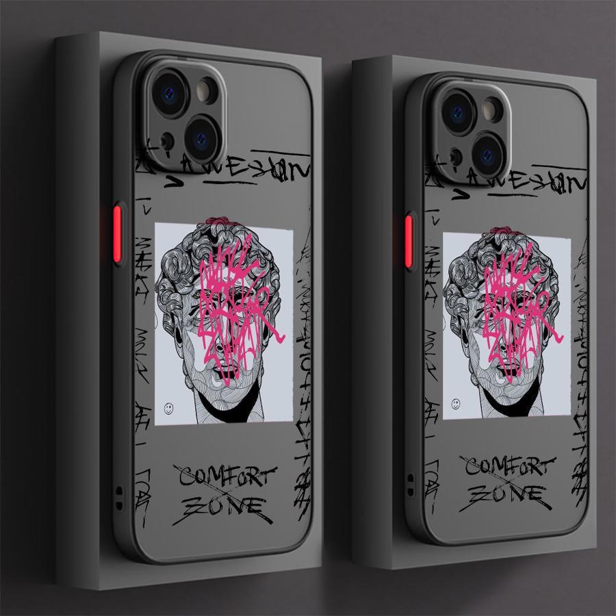 

For 15 Pro Max Graffiti Great Art Aesthetic David 14 Plus 11 Phone Case 11pro 12pro 13pro 14pro 15pro 16pro Protective High-quality Matte Shockproof Cover