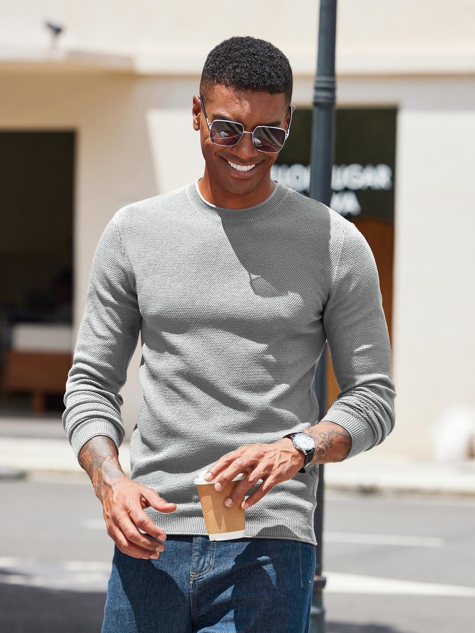 Business Casual Grijze Trui Business Casual Mens Grey Smart Casual - Main Image