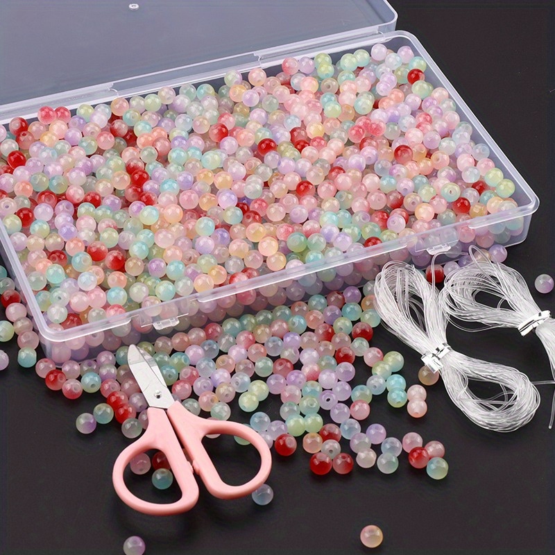 

500pcs/ 1000pcs Glass Beads For Bracelets, 6mm Glass Beads For Jewelry Making Bracelets Necklace Round Bracelet Making Kit Beads Diy Crafts For Birthday Gifts