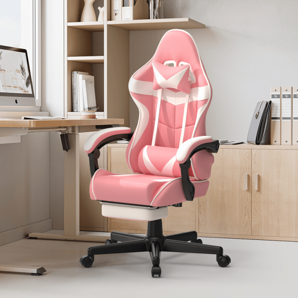 pink gaming chair footrest computer gaming chair Temu