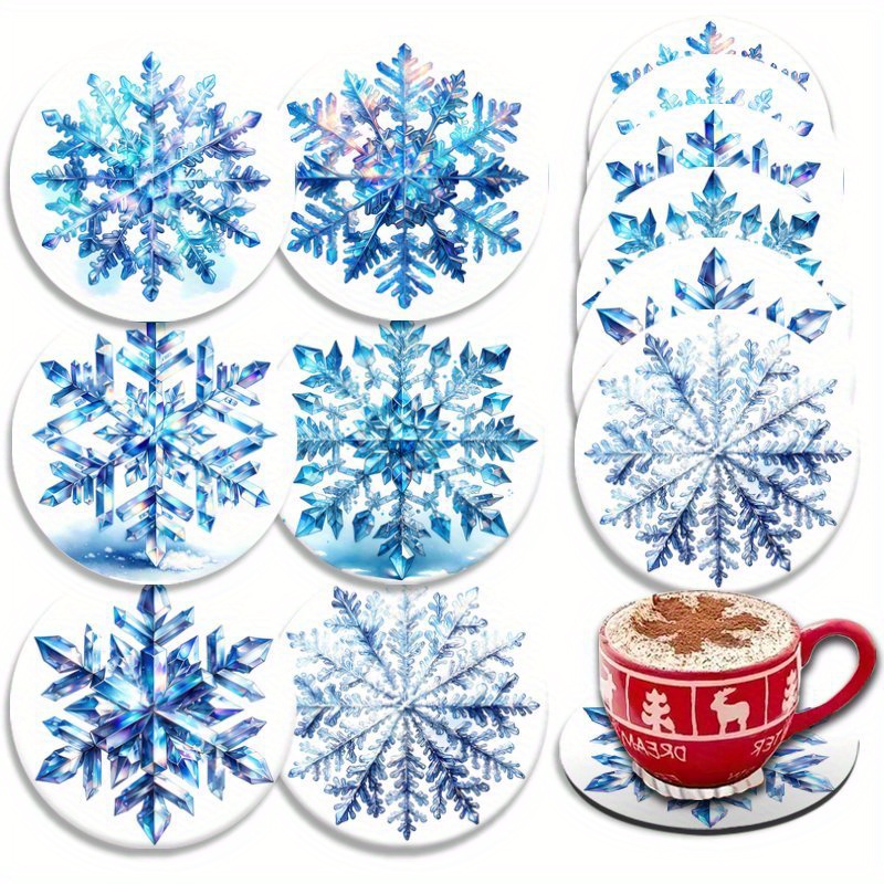 

6pcs 10x10cm Blue Diamond Art Coasters, Suitable For Patio Table, Kitchen, For