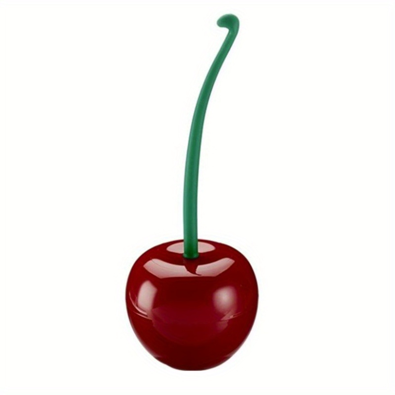 

2pcs Cute Cherry Toilet Brush Set With Stand - Reusable, Easy Clean Bathroom Accessory