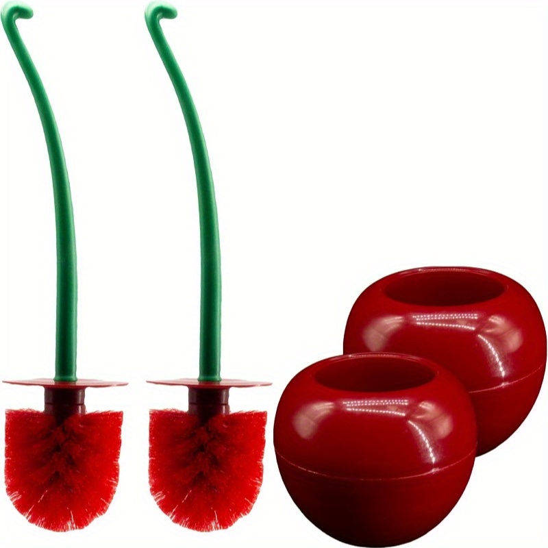 

1pc Set Of Cute Cherry Toilet Brush Holder - Reusable, Easy To Clean Bathroom Accessories