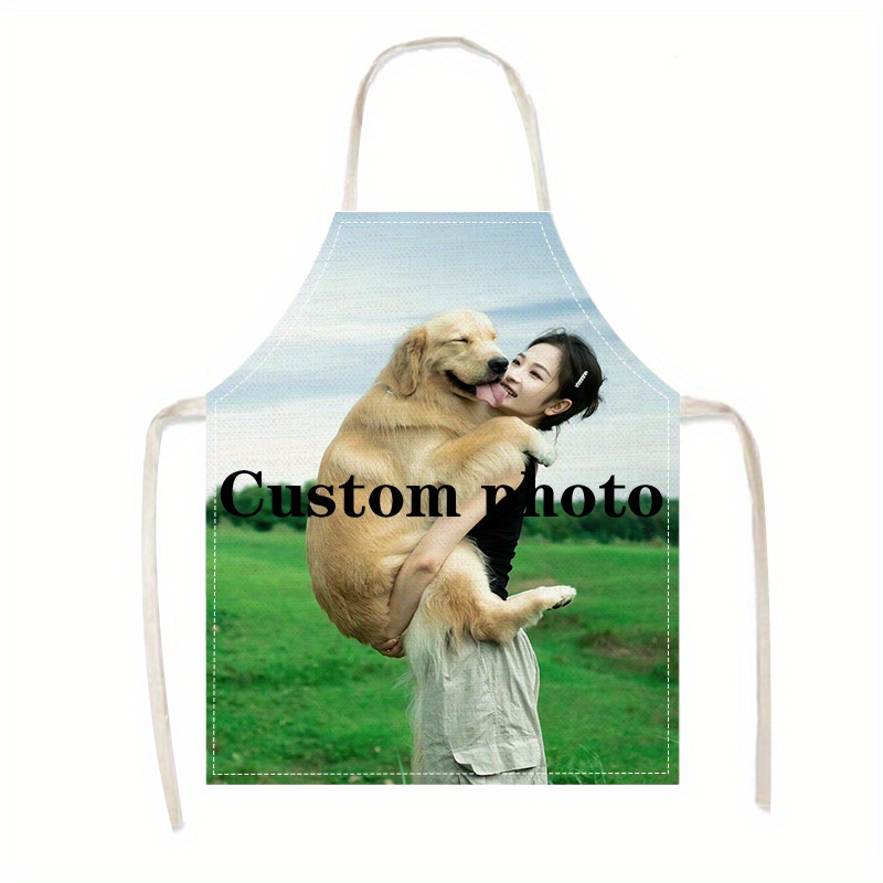 

Customizable Linen Apron With Personalized Photo - Unisex Kitchen Apron, Oil-resistant, Woven Fabric, Ideal For Home Use