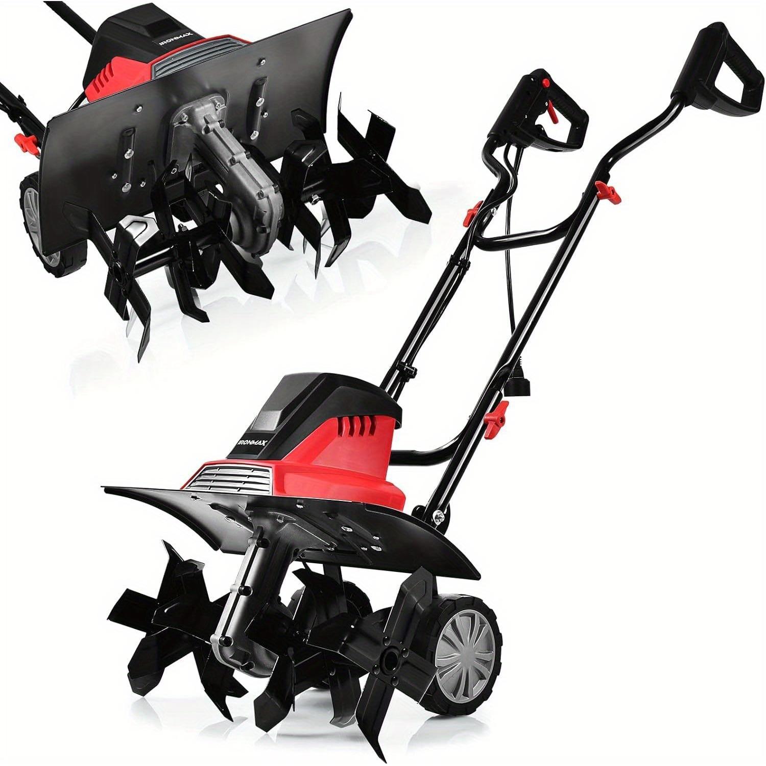 

Motoculteur électrique 1500W de travail 22CM Largeur 43CM avec poignée pliable et roues réglables 6 lames